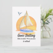 Pensioen Gone Zeilboot Zonsondergang Waterverf Kaart (Staand voorkant)