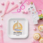 Pensioen Gone Zeilboot Zonsondergang Waterverf Papieren Bordje (Feest)