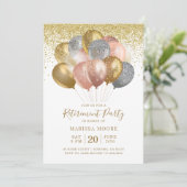 Pensioen Goud Roos Goud Glitter Ballonnen Kaart (Staand voorkant)