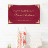 Pensioen Goud Script Elegante Vintage Burgundy Spandoek (Insitu)
