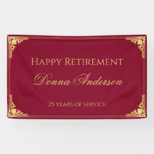Pensioen Goud Script Elegante Vintage Burgundy Spandoek