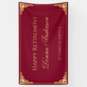 Pensioen Goud Script Elegante Vintage Burgundy Spandoek (Verticaal)