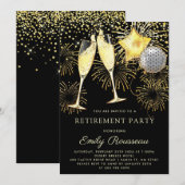 Pensioen gouden zwarte Confetti Champagne Kaart (Voorkant / Achterkant)