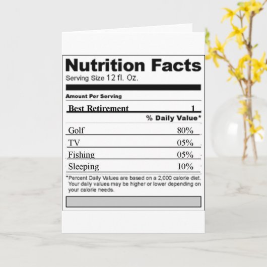 Pensioen Grappig Voeding label Kaart (Gele Bloem)
