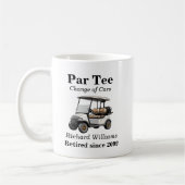 Pensioen Grijs Golfkar Par T-shirt Thema Koffiemok (Links)