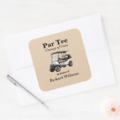 Pensioen Grijs Golfkar Par T-shirt Thema Vierkante Sticker (Envelop)