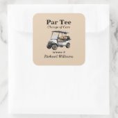 Pensioen Grijs Golfkar Par T-shirt Thema Vierkante Sticker (Tas)