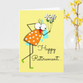 pensioen grillige vogel ontwerp kaart (Gele Bloem)