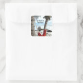 Pensioen: Hammock op de strand Vierkante Sticker (Tas)