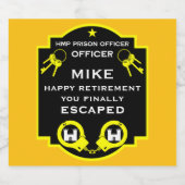 Pensioen HMP gevangenisbeambte Sparkling Wijnetiket (Enkel label)