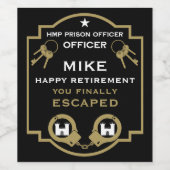 Pensioen HMP gevangenisbeambte Wijn Etiket (Enkel label)