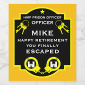 Pensioen HMP gevangenisbeambte Wijn Etiket (Enkel label)