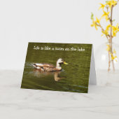 ** PENSIOEN HUMOR ** VAN EEN ZWEMMENDE EEND KAART (Gele Bloem)