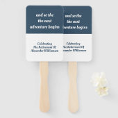 Pensioen Inspirerend Quote Modern Eenvoudig Blauw Handwaaier (Voorkant en achterkant)