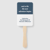 Pensioen Inspirerend Quote Modern Eenvoudig Blauw Handwaaier (Achterkant)