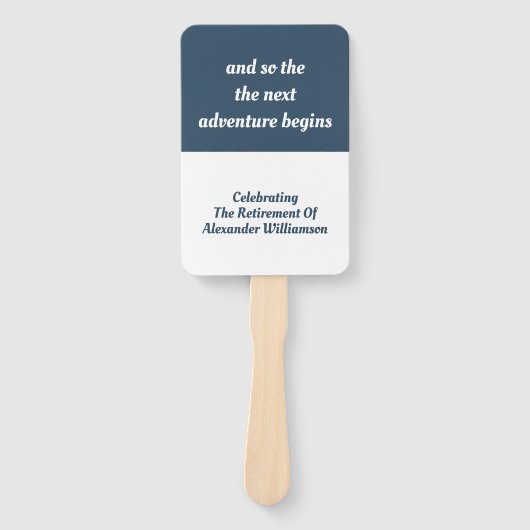 Pensioen Inspirerend Quote Modern Eenvoudig Blauw Handwaaier (Voorkant)