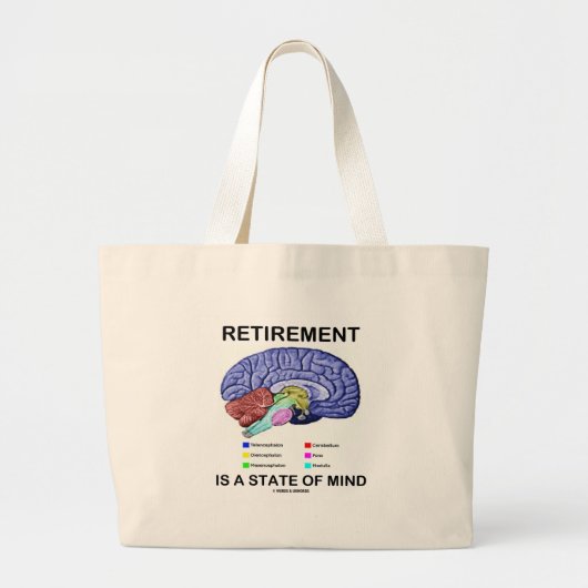 Pensioen is een gemoedstoestand (anatomisch brein) grote tote bag (Voorkant)