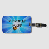 Pensioen is leuk, gitaar op blauwe sunburst ontwer bagagelabel (Voorkant (horizontaal))