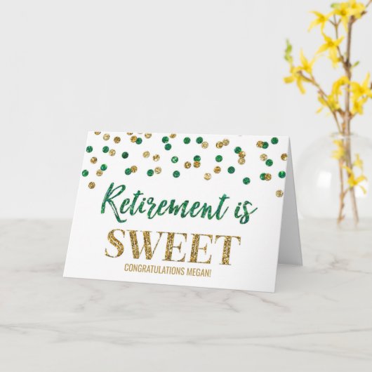 pensioen is lief gefeliciteerd groen goud kaart (Gele Bloem)