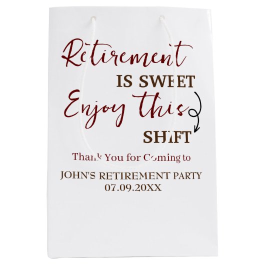 Pensioen is zoet Geniet van deze shift pensioen Medium Cadeauzakje (Voorkant)