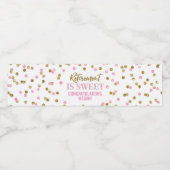 Pensioen is zoet Roze Gouden Confetti Waterfles Etiket (Enkel label)