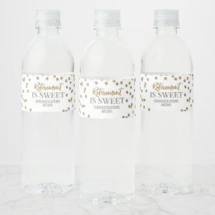 Pensioen is Zoete Gouden Zilveren Confetti Waterfles Etiket