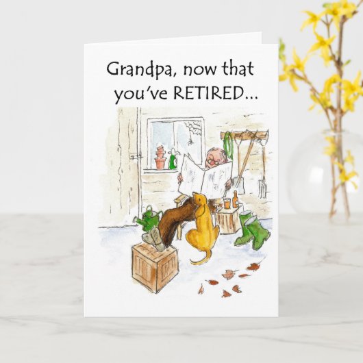 Pensioen Kaart voor een opa (Gele Bloem)