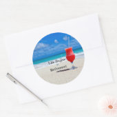 Pensioen, Koude Drank op het Strand Ronde Sticker (Envelop)