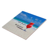 Pensioen, koude Drink op het strand, Tegeltje (Zijkant)
