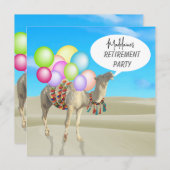 Pensioen Leuk Desert Kamel Ballonnen Kleurrijk Kaart (Voorkant / Achterkant)