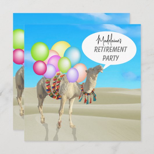 Pensioen Leuk Desert Kamel Ballonnen Kleurrijk Kaart (Voorkant / Achterkant)