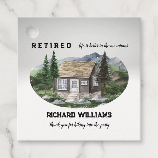 Pensioen leven is beter in de bergen wandelen bedankjes labels (Voorkant)