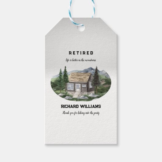 Pensioen leven is beter in de bergen wandelen cadeaulabel (Voorkant)