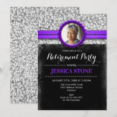 Pensioen met foto - Paarse zilveren zwart Kaart (Voorkant / Achterkant)