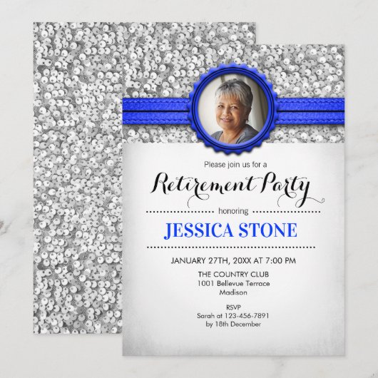 Pensioen met foto - Royal Blue Silver Kaart (Voorkant / Achterkant)