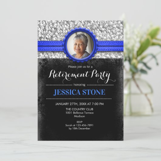 Pensioen met foto - Royal Blue Silver Kaart (Staand voorkant)