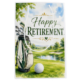 Pensioen met golf thema met golfbal op groen gras medium cadeauzakje