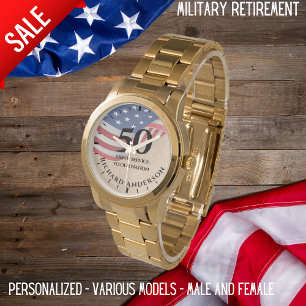 Pensioen Militaire Amerikaanse Vlag Leger Marine L Horloge