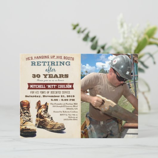 Pensioen Militaire Bouwuitnodiging Kaart (Staand voorkant)