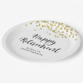Pensioen Modern Gold Confetti Naam Papieren Bordje (Gekanteld)