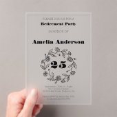 Pensioen moderne bloem zwart acryl uitnodigingen (Insitu (Draagbaar))