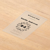 Pensioen moderne bloem zwart acryl uitnodigingen (Laagn)