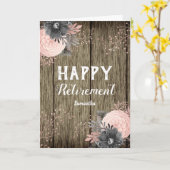 Pensioen namaak roestig hout en bloemen kaart (Gele Bloem)