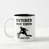 Pensioen niet moe Pickleball speler Tweekleurige Koffiemok (Links)