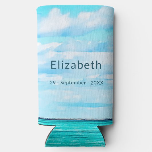 Pensioen Ocean Sky Blue Momento Modern Seltzer Blikjeskoeler (Achterkant)