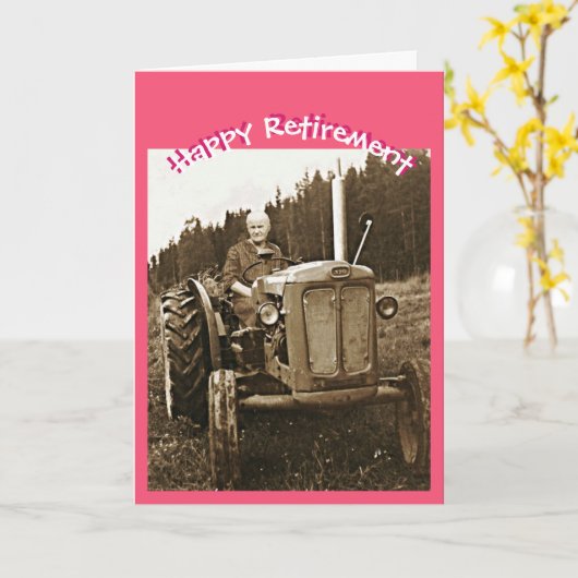 Pensioen op tractor van oma kaart (Gele Bloem)