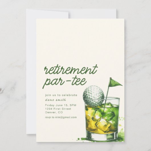 Pensioen Par-T-shirt Party Uitnodiging met Whiskey (Voorkant)