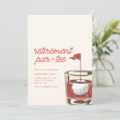 Pensioen Par-T-shirt Party Uitnodiging met Whiskey (Staand voorkant)