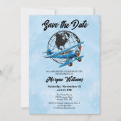 Pensioen Partij Bewaar de datum Wereldbol Reisvlie Kaart (Voorkant)