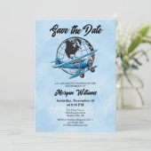 Pensioen Partij Bewaar de datum Wereldbol Reisvlie Kaart (Staand voorkant)